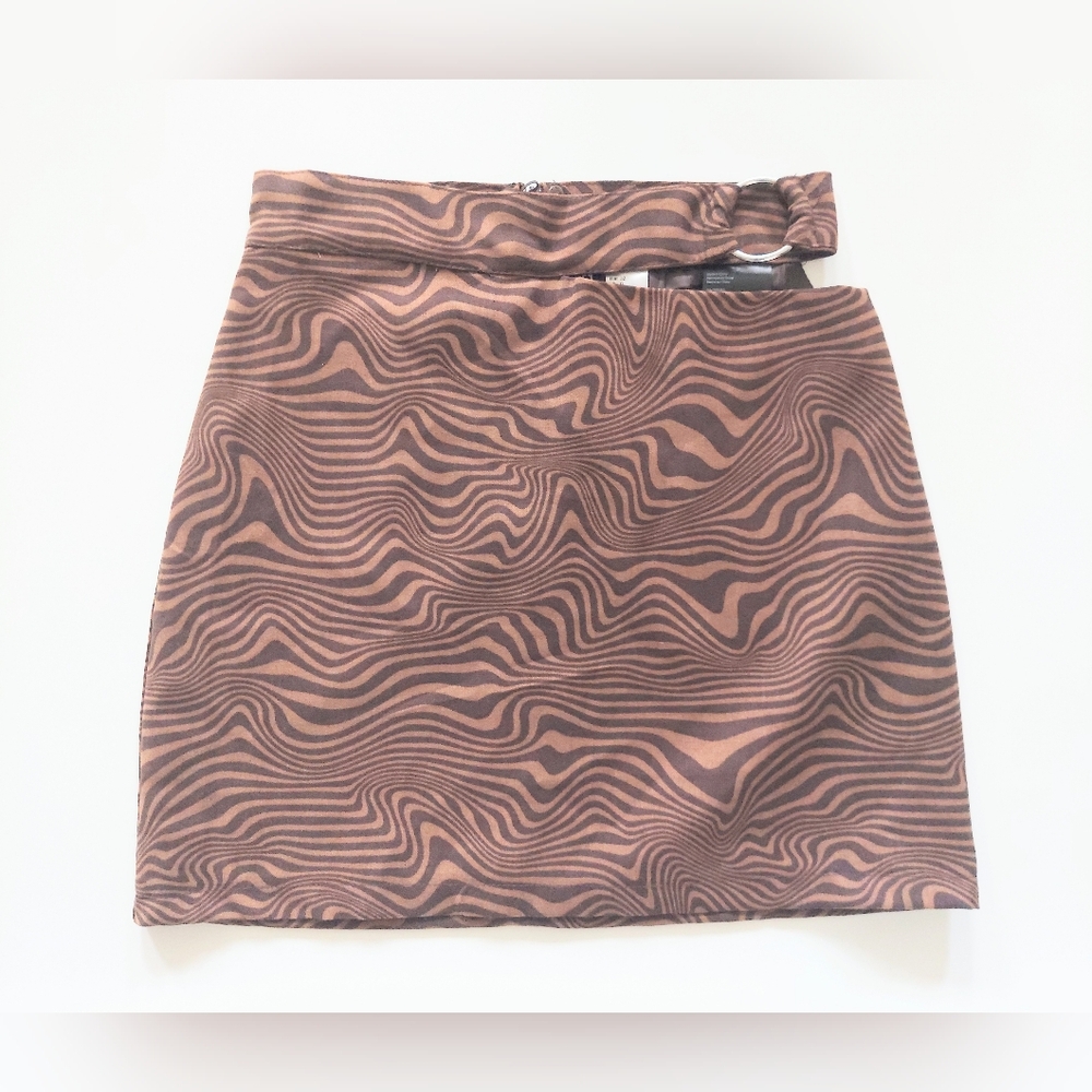 Divided by H&M Cutout Mini Skirt Brown Swirl Womens Size 0